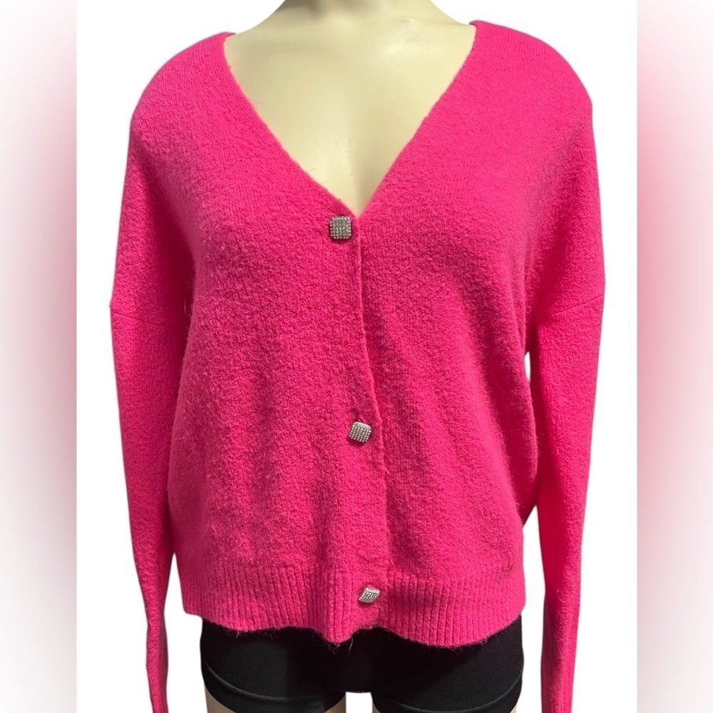 Olivia Sky Hot Pink Button-Up Cardigan
